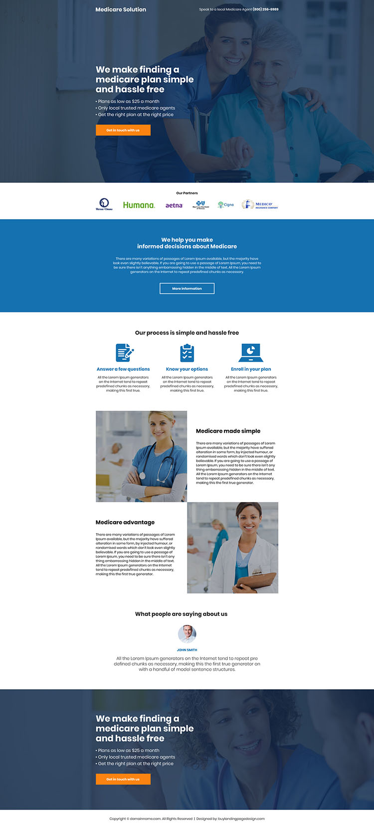 medicare solution mobile responsive landing page