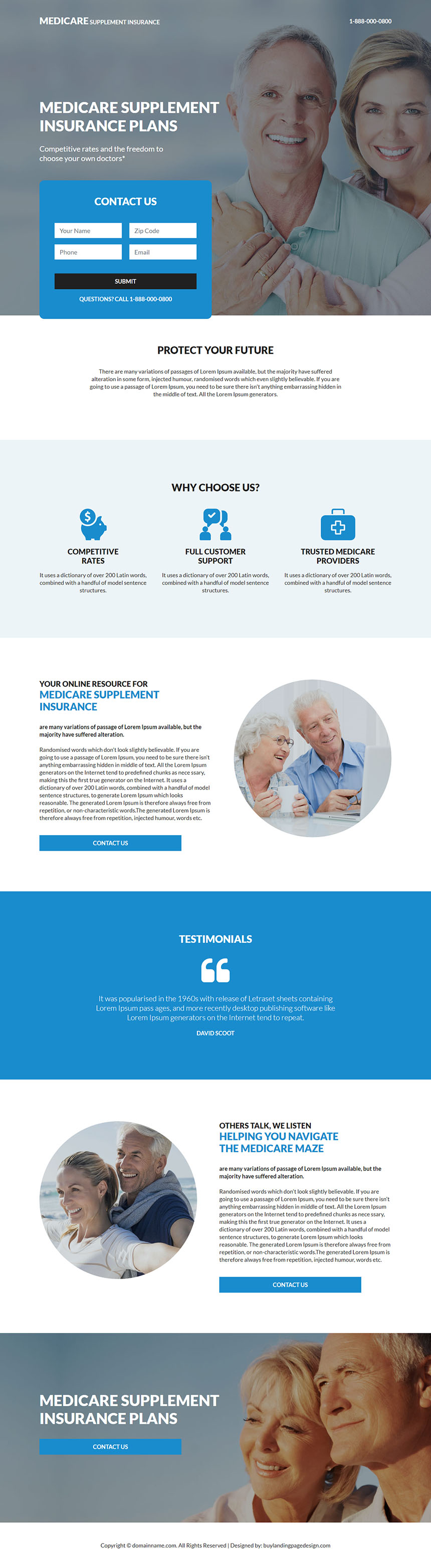 medicare supplement insurance plan responsive landing page