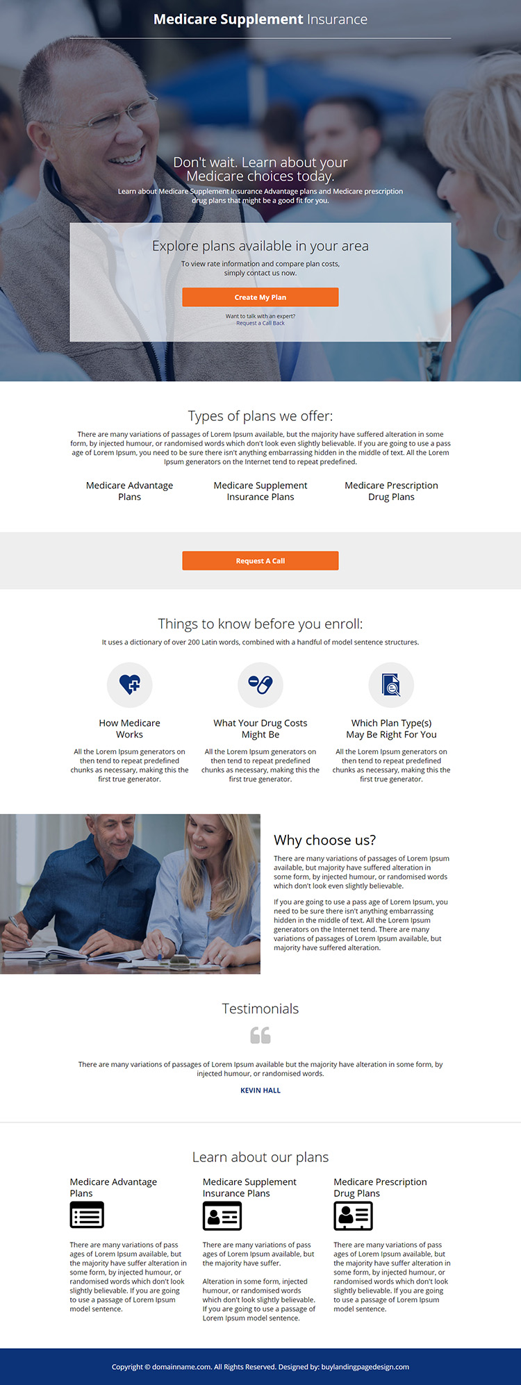 medicare supplement insurance responsive landing page design