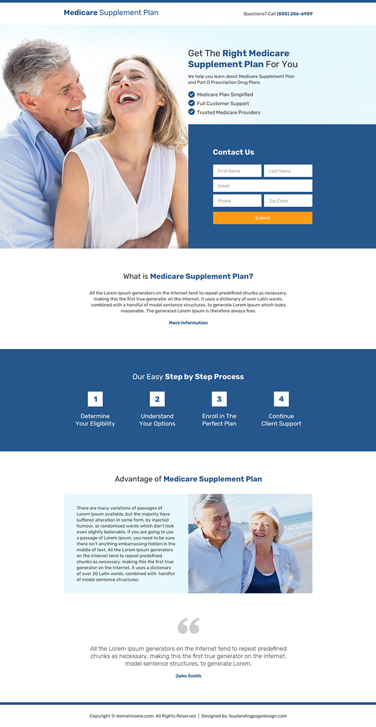 medicare supplement plans responsive landing page design