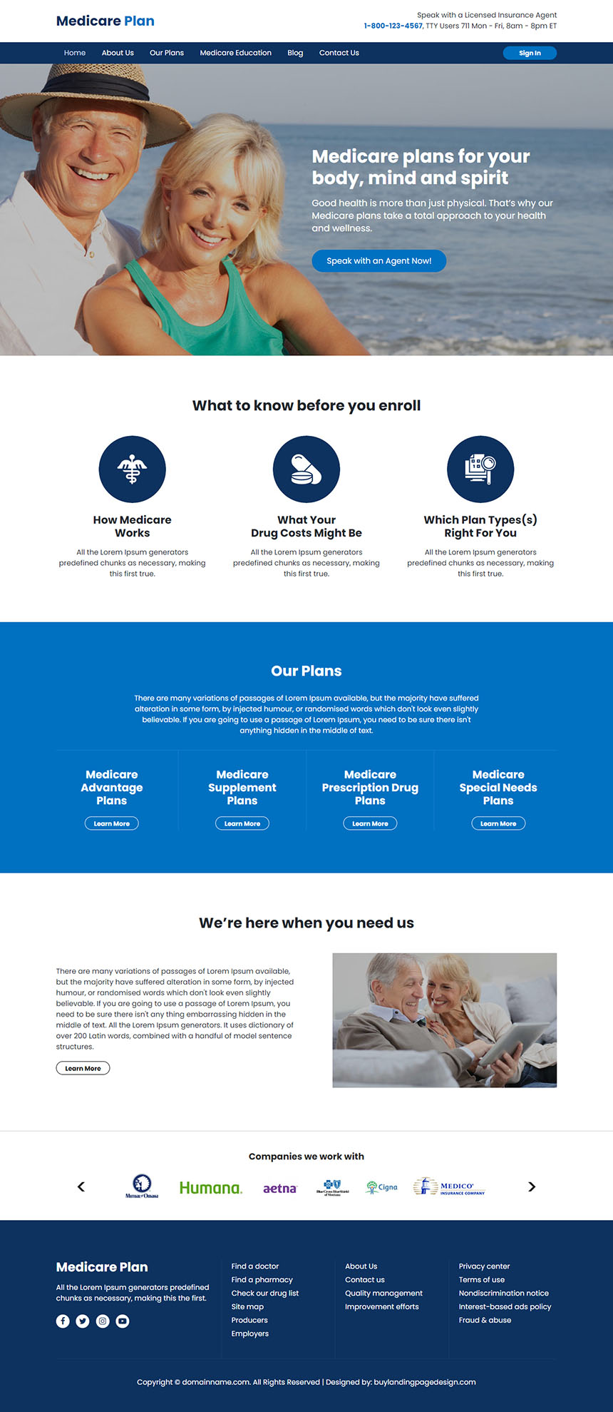 medicare supplement plans responsive website design