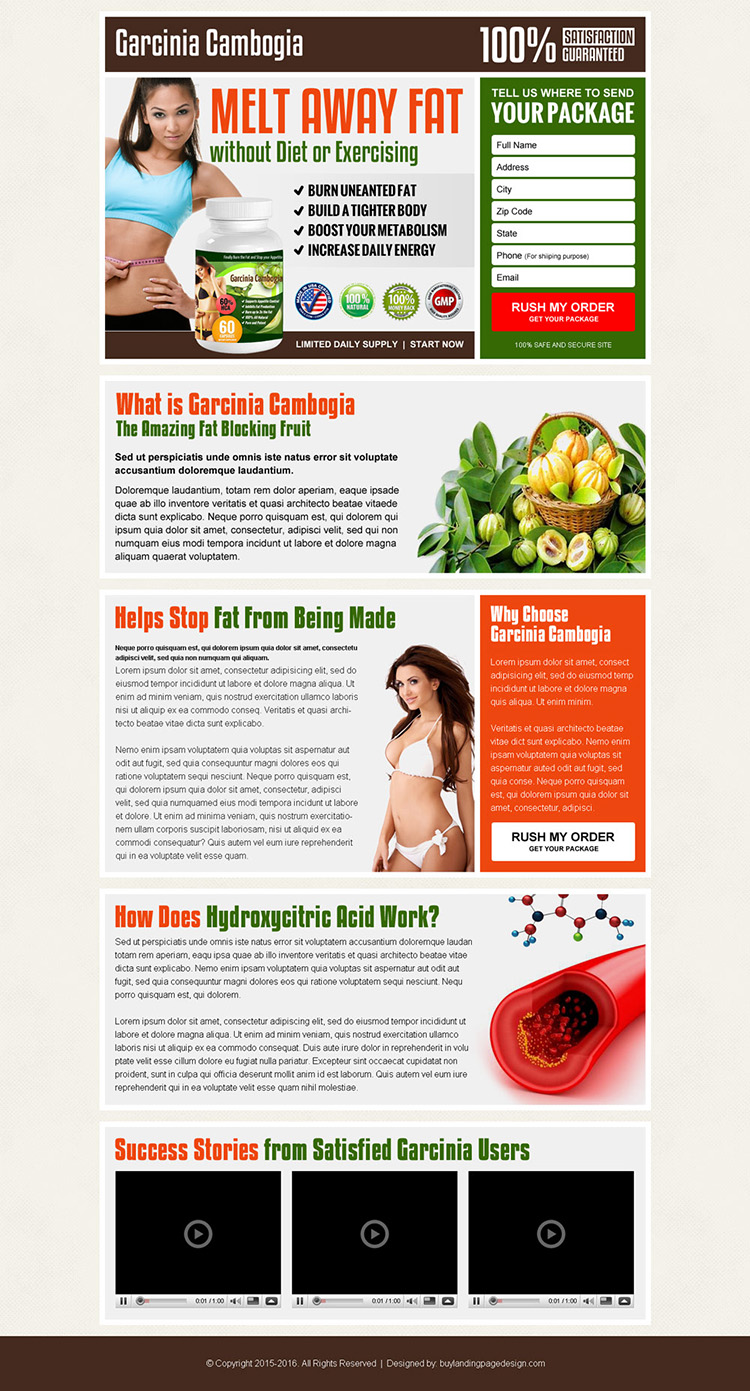 garcinia cambogia converting landing page design for effective weight loss