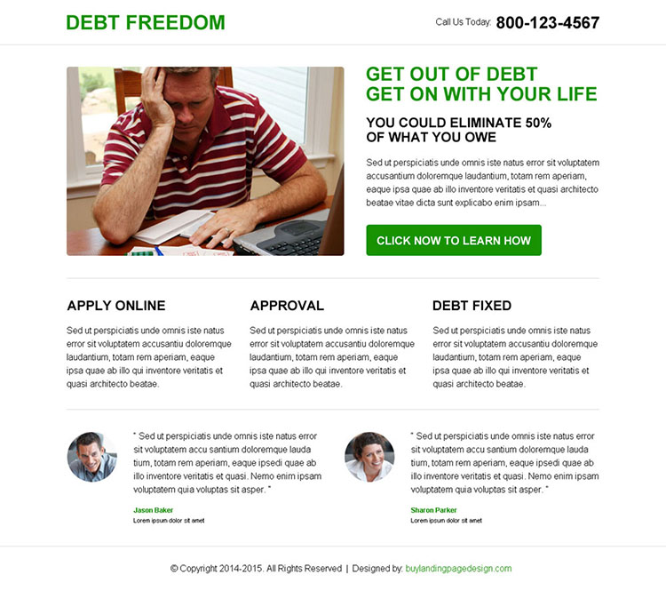 minimal debt business responsive landing page design template