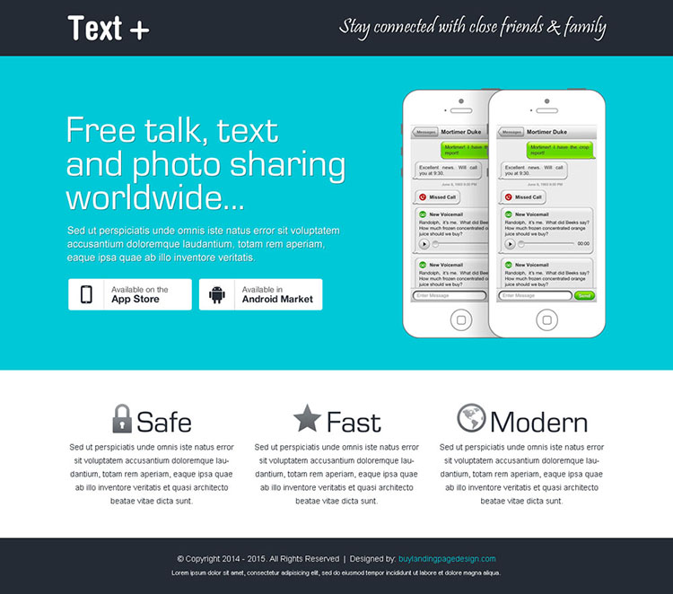 mobile application responsive landing page design templates