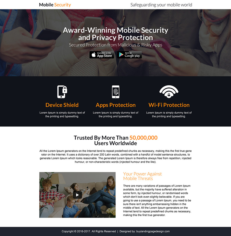 responsive mobile security software mini landing page