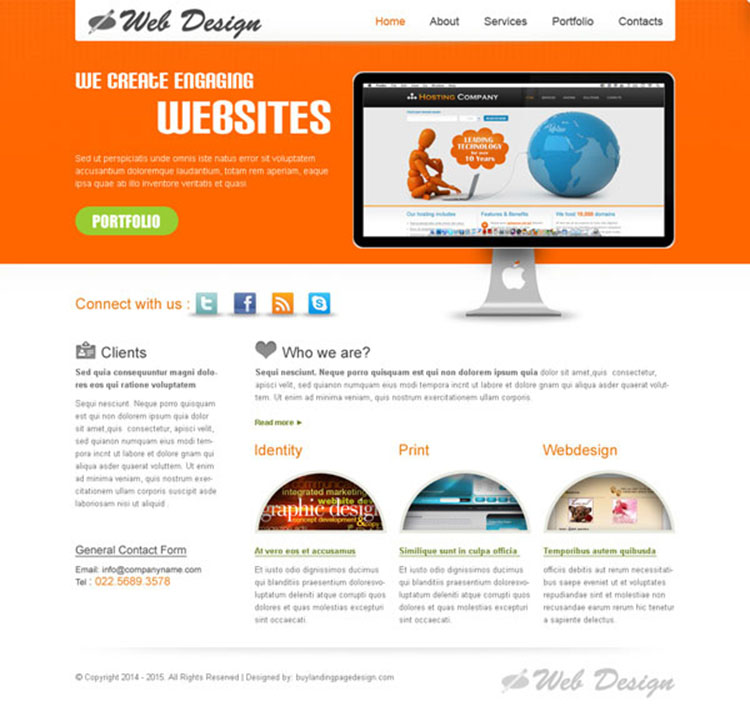 clean and minimal web design service website template design psd