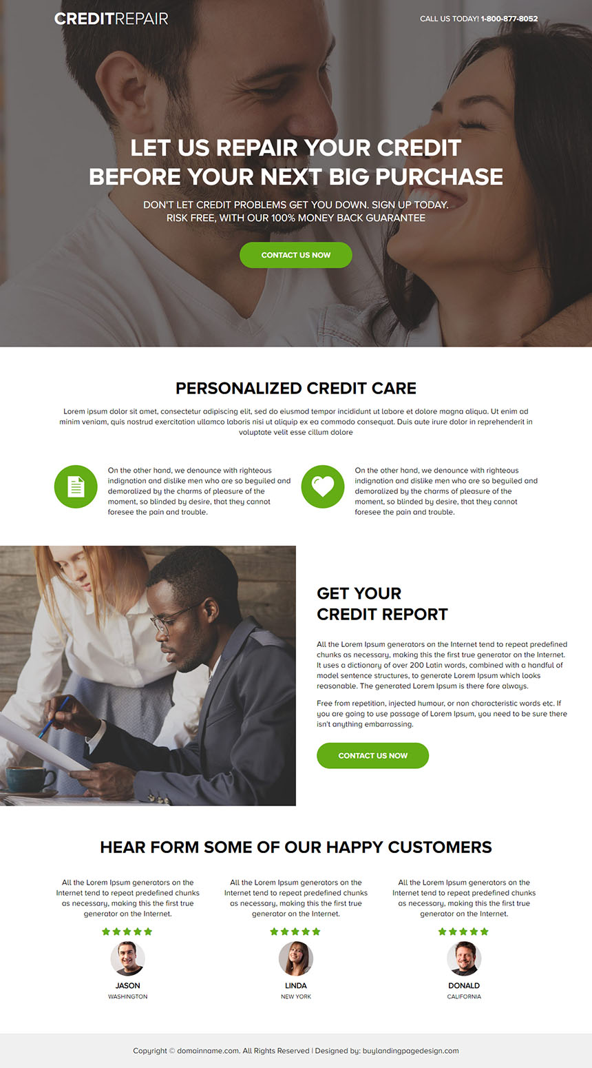 credit repair agency responsive landing page