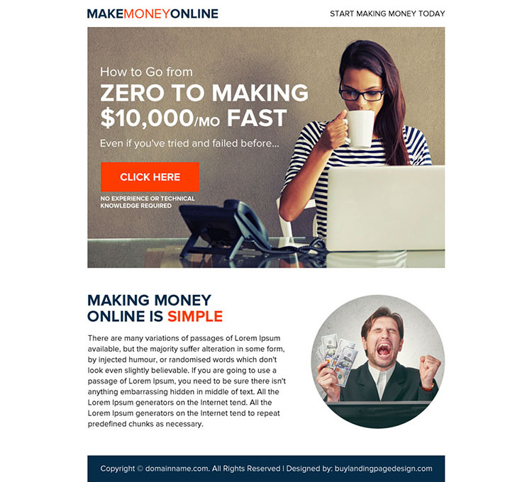 make money online eye-catching ppv landing page