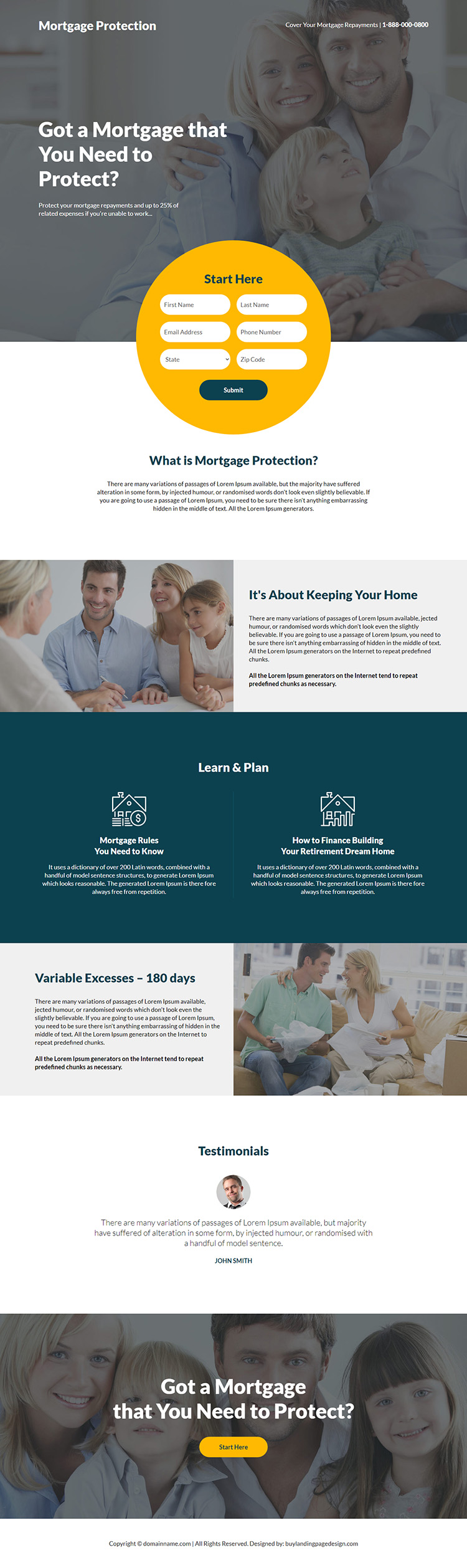 mortgage protection lead capture responsive landing page
