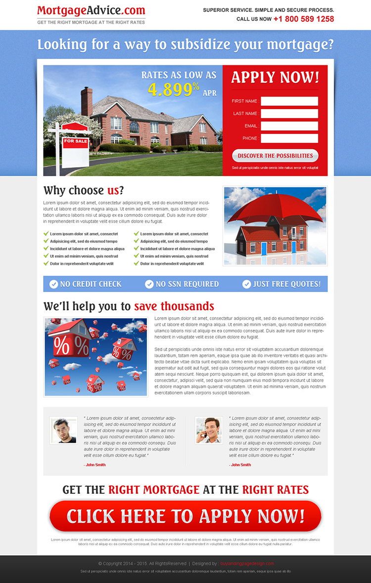 beautiful and creative highest converting mortgage landing page design