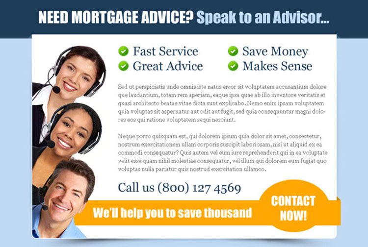 mortgage advice service appealing ppv landing page design template