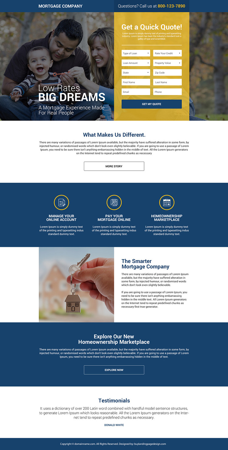 mortgage company lead capture responsive landing page design