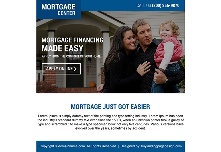 mortgage financing online application ppv landing page design