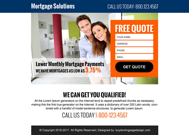 mortgage free quote ppv landing page design