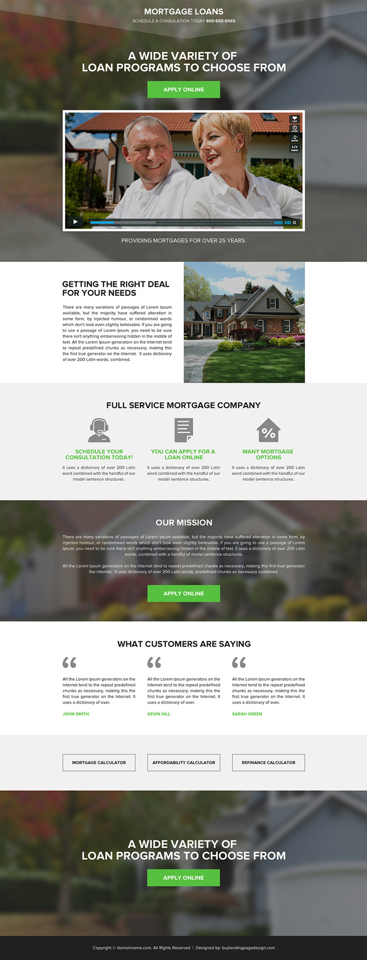 mortgage against property responsive video landing page