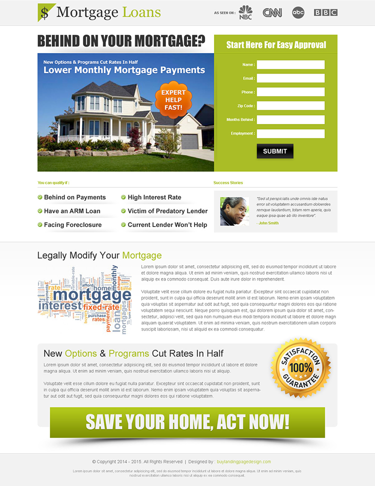 clean and effective mortgage lead capture squeeze page design