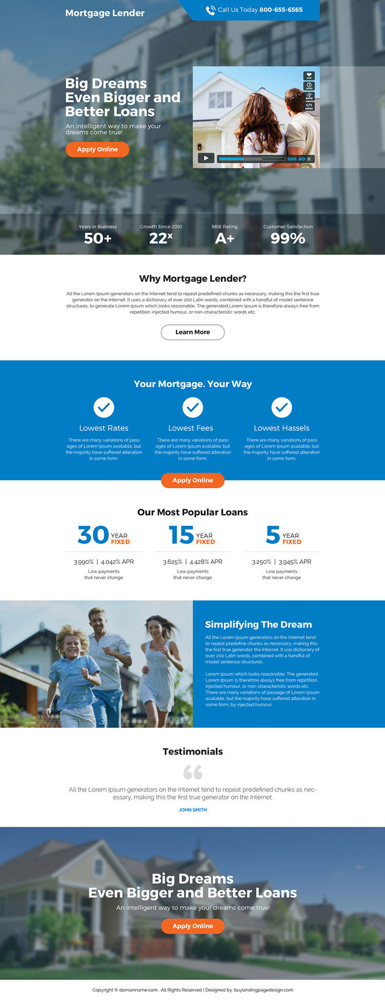 mortgage loan responsive video landing page design