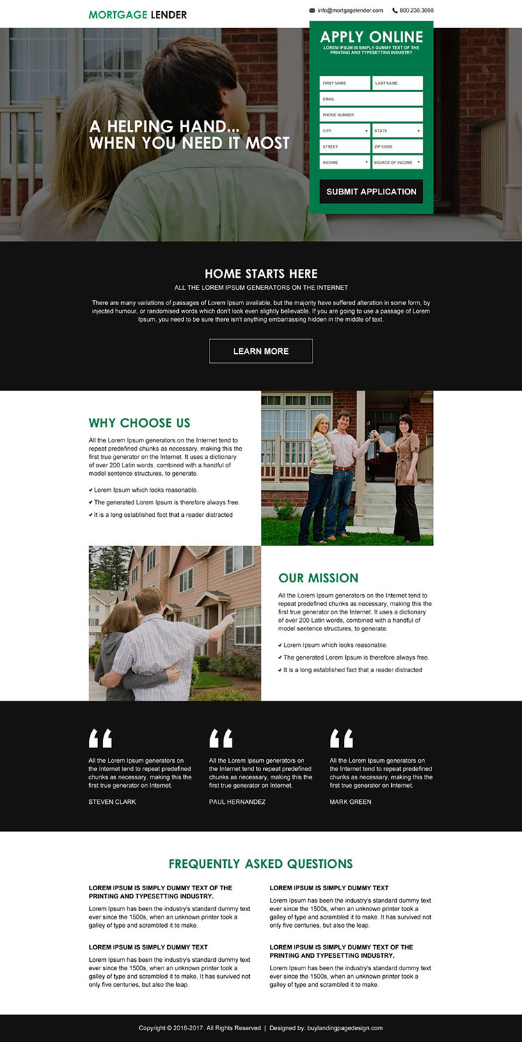 mortgage payment calculator lead capturing responsive landing page