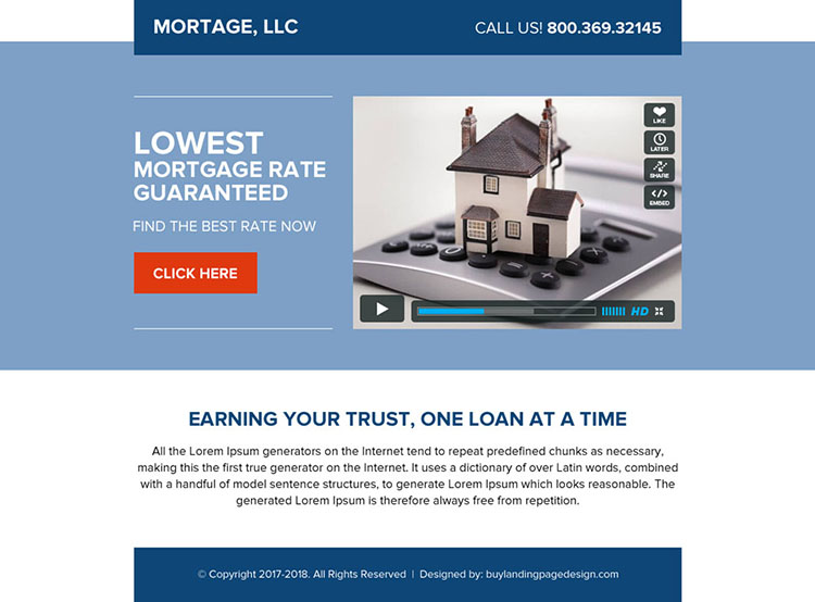 mortgage ppv landing page design with video