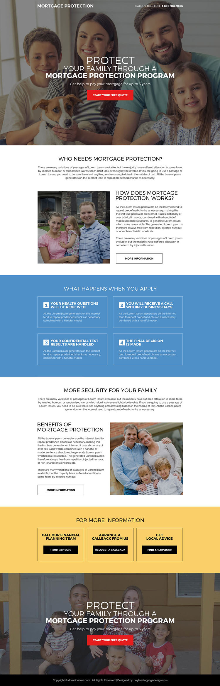 mortgage protection program responsive landing page