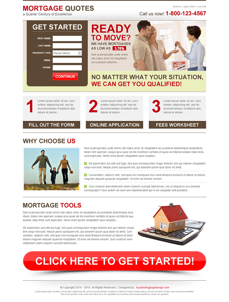 mortgage quotes amazing lead capture informative landing page