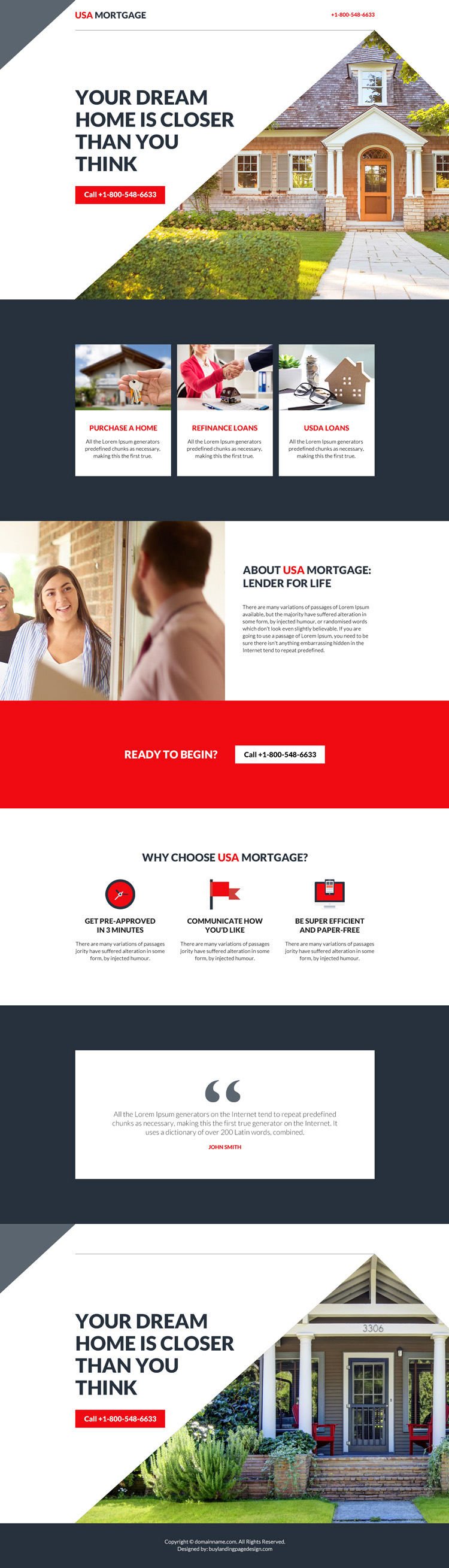 mortgage services click to call landing page