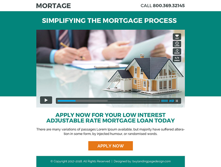 mortgage ppv landing page design with video