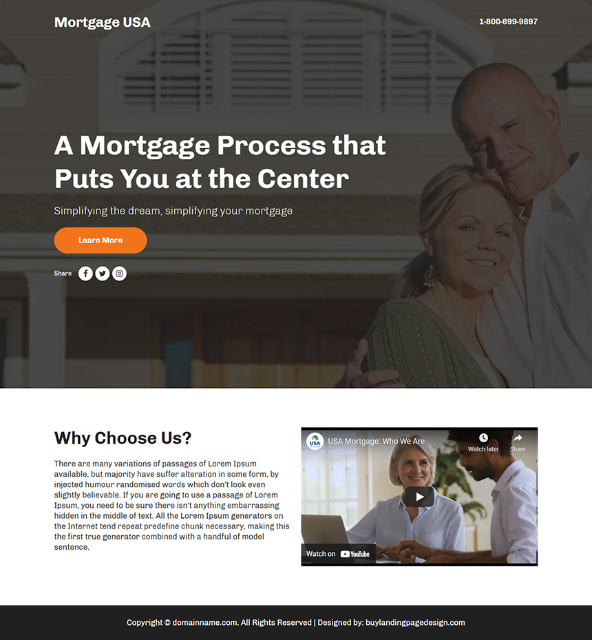 minimal mortgage service lead funnel design