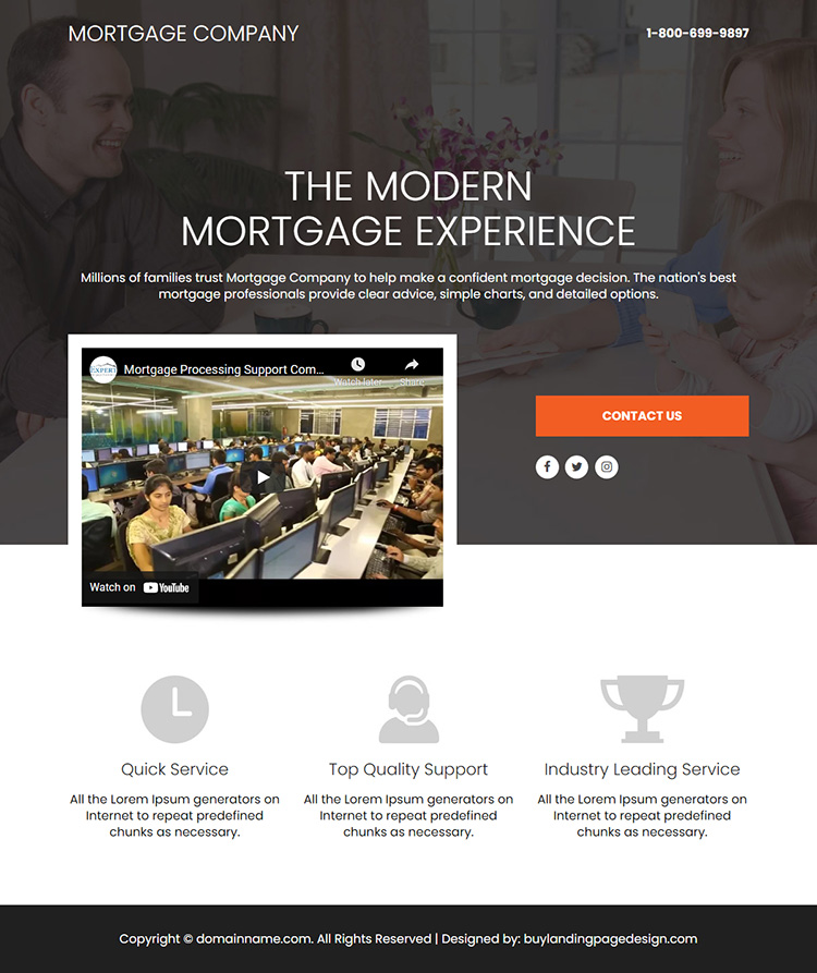 mortgage company responsive video funnel design