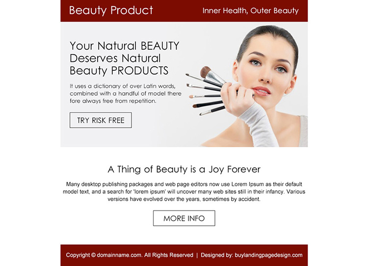 natural beauty product risk free trial PPV design