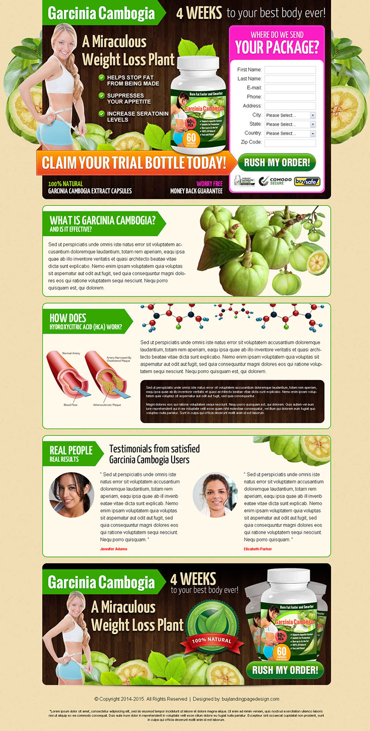 natural garcinia cambogia lead generation landing page design templates to boost sales your product online