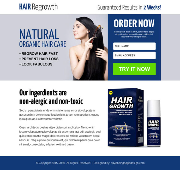 natural hair growth product ppv landing page design