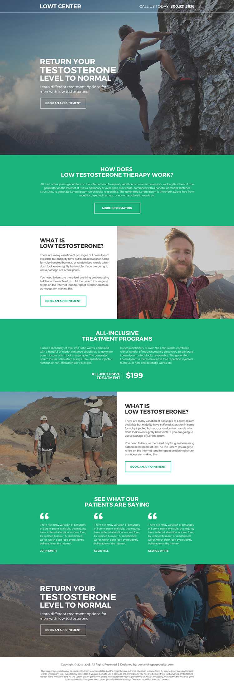 natural low testosterone responsive lead capturing landing page