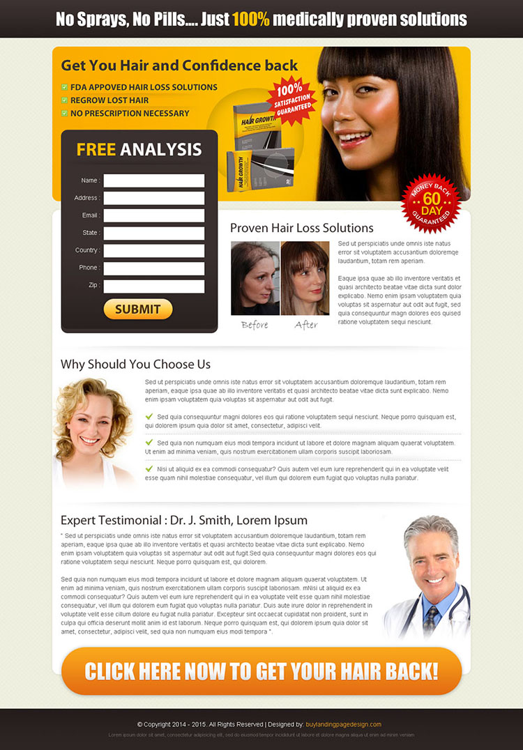 medically proven solutions to get your hair and confidence back lead capture page