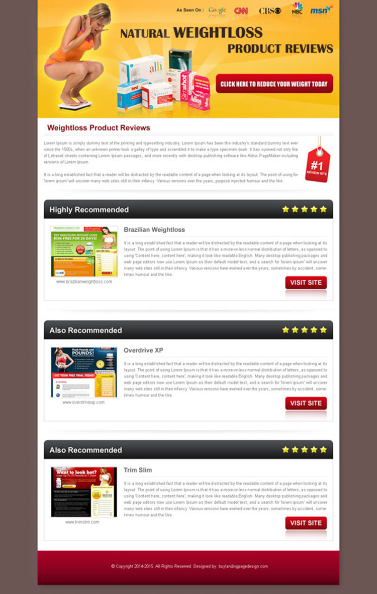 natural weight loss product review 016 landing page design website review template