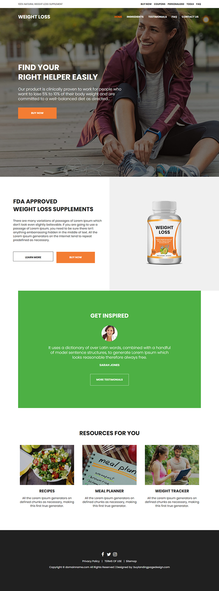 natural weight loss supplement responsive website design