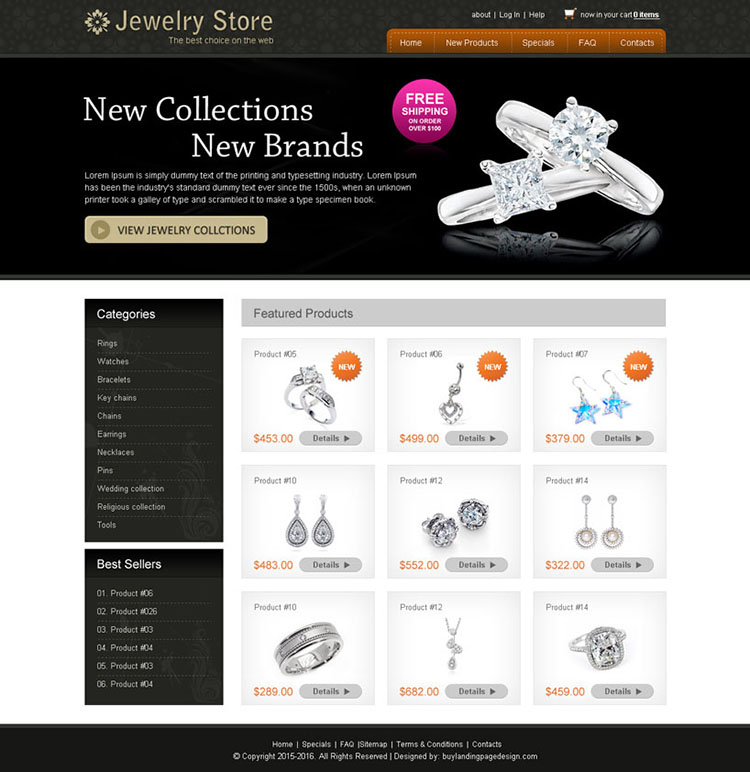 new collection clean and attractive new brand jewelry website design psd