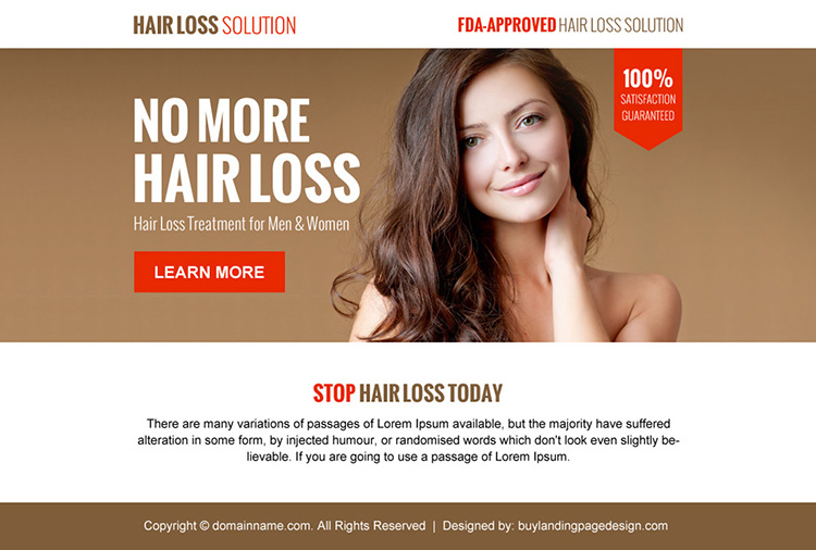 hair loss solution minimal ppv landing page design