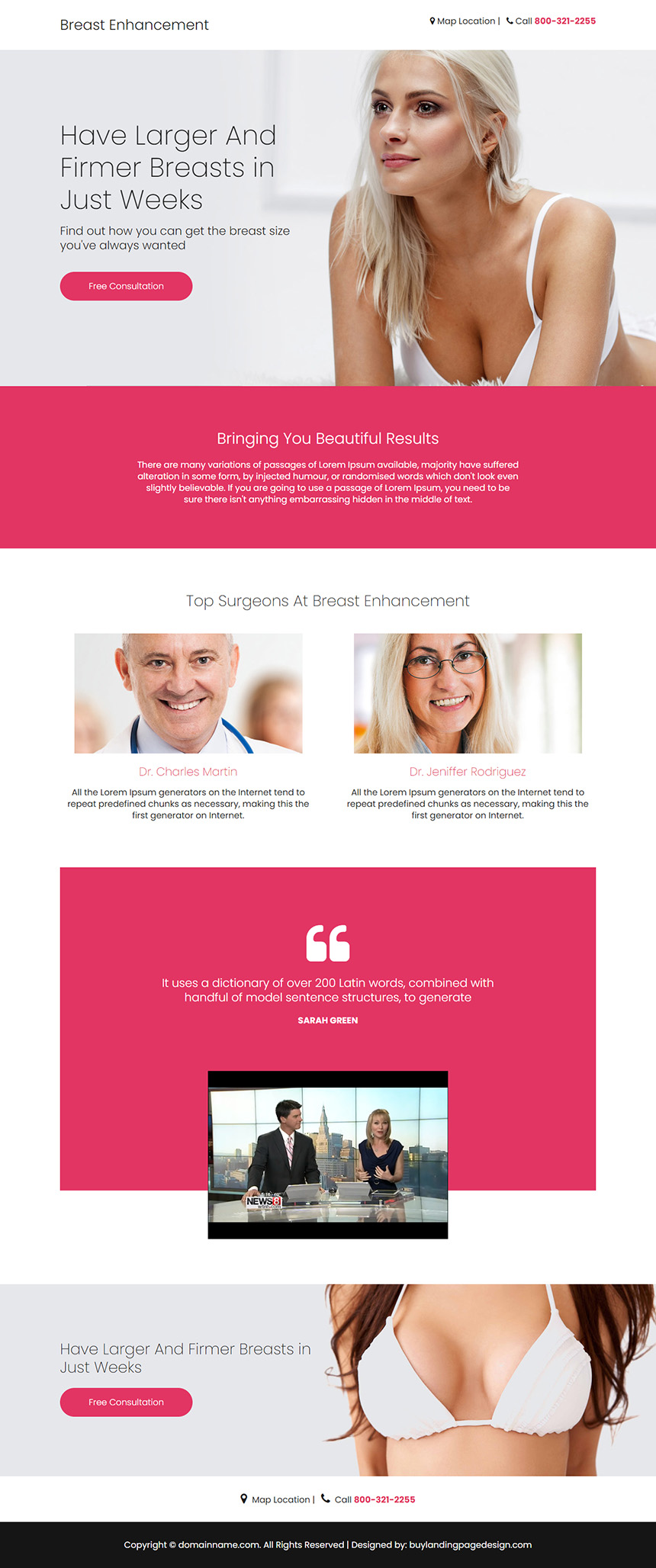breast enhancement surgery responsive landing page