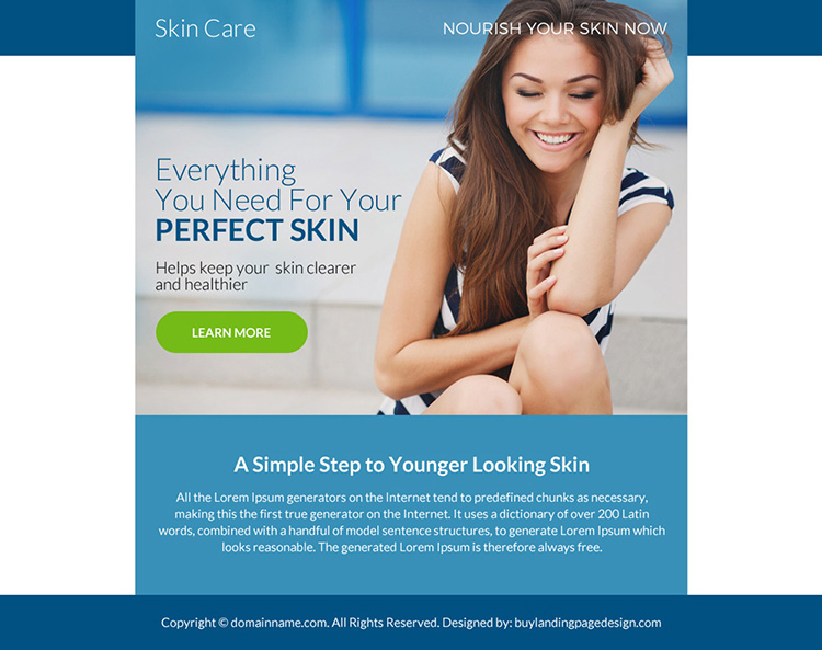 perfect skin care treatment ppv landing page design