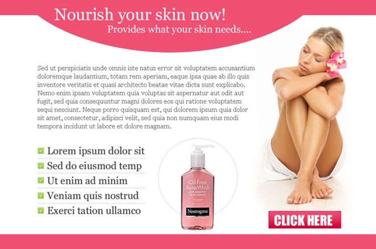 nourish your skin now appealing and attractive ppv landing page design template