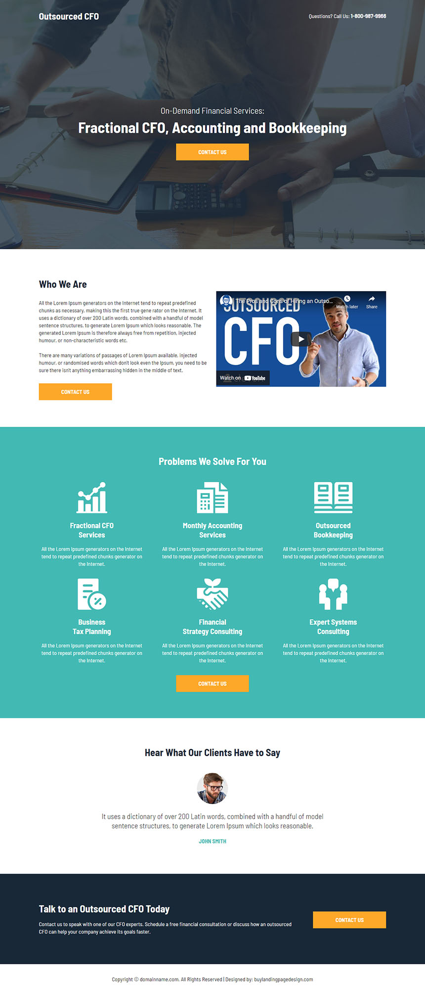 financial services responsive landing page