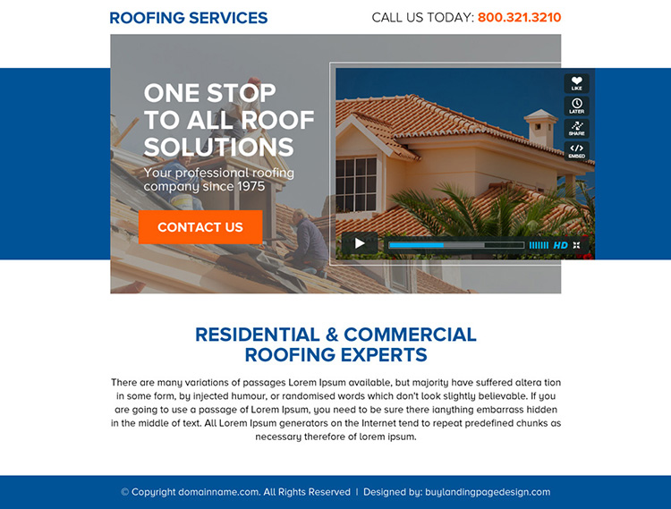 one stop roofing solutions call to action ppv landing page design