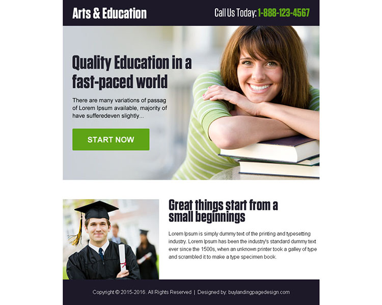 online art and education call to action ppv landing page design