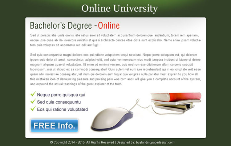 bachelors degree online university ppv landing page design templates