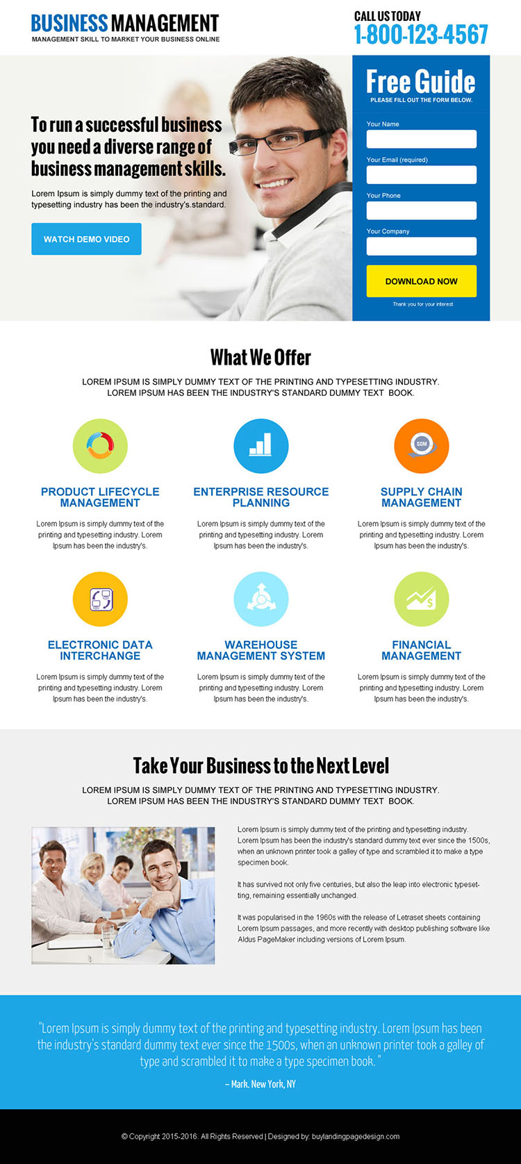 online business management lead magnet clean landing page design