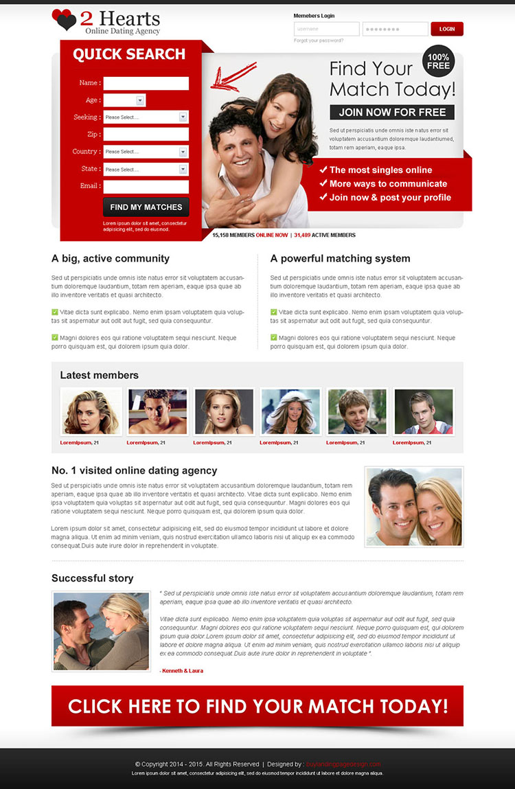 find your match today join now for free attractive landing page design