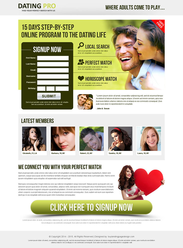 improve your leads with our online program to the dating life landing page