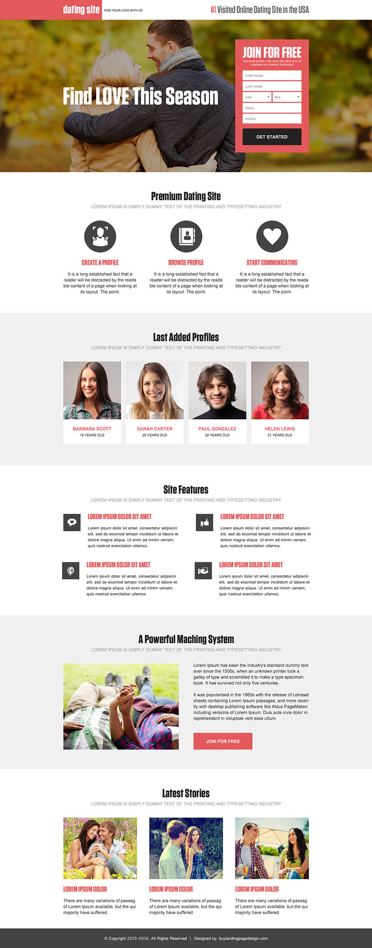 online dating in usa responsive lead capture landing page