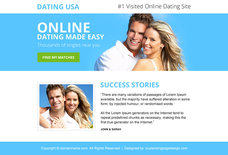 online dating call to action ppv landing page design